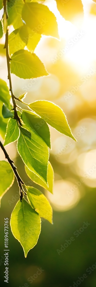Poster closeup of vibrant green leaves in sunlight creating a natural summer background : generative ai