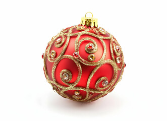 Red Christmas Ornament with Gold Accents