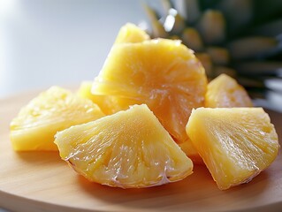 Freshly Cut Pineapple Fruit on a Cutting Board