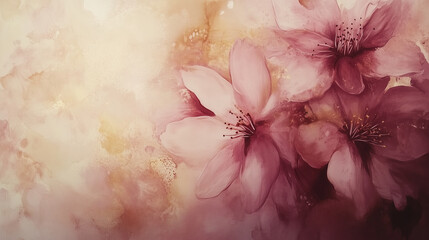 Artistic cherry blossoms with soft pastel colors and abstract background