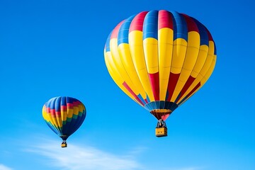 Fototapeta premium Vibrant colorful hot air balloons floating gracefully against a clear blue sky serene travel adventure : Generative AI