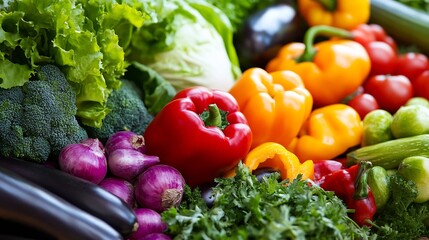 Colorful assortment of fresh and organic vegetables in a vibrant farmers market display : Generative AI