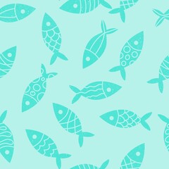 Ocean seamless fish pattern for wrapping paper and fabrics and linens 