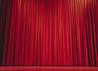 Majestic Red Curtains: A Theater Stage Awaits