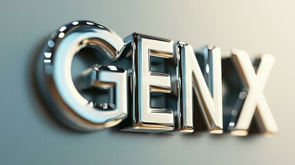 3D reflective Gen X text with modern design