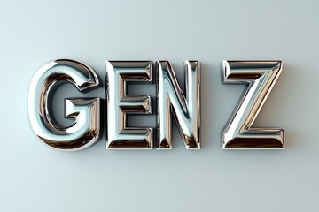 Metallic Gen Z lettering against light background