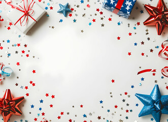 Obraz premium Patriotic Celebration: Festive Background with Stars and Gifts