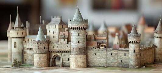 Intricate medieval castle miniature model.
