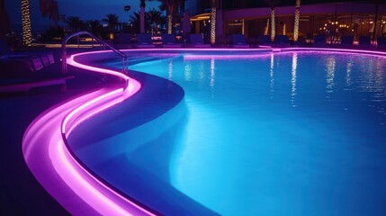 Obraz premium Night Swimming Paradise: Illuminated Pool at Night