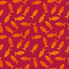 Ocean seamless fish pattern for wrapping paper and fabrics and linens 