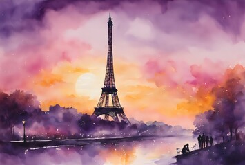 Violet Skies: Parisian Elegance