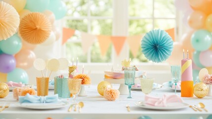 Pastel Birthday Party Table Setting: A Delightful Celebration