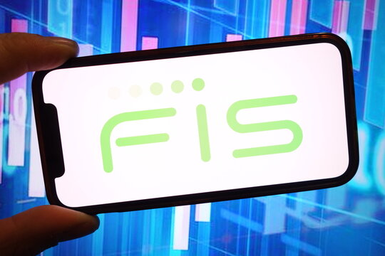 Konskie, Poland - December 07, 2024: Fidelity National Information Services company logo displayed on mobile phone