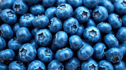 A Bountiful Collection of Plump, Ripe, and Juicy Blueberries, Close-Up View Showcasing Their Deep Blue Hue and Natural Texture