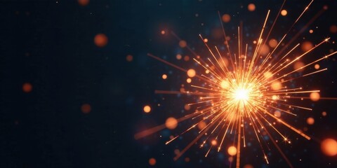 Obraz premium A radiant burst of fiery sparks ignites the darkness, a dazzling spectacle of light and energy