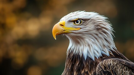 Fototapeta premium Close Up of Majestic Bald Eagle with Intense Gaze and Detailed Feather Texture : Generative AI