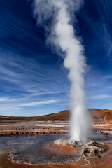 Geyser erupting in El Tatio in Chile