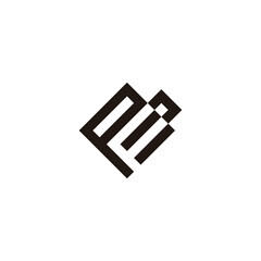 Letter Q, P square unique geometric symbol simple logo vector