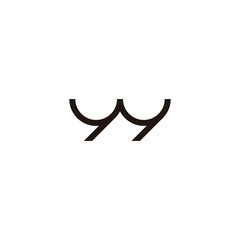 Letter W number 9 geometric symbol simple logo vector