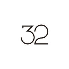 Number 32 line geometric symbol simple logo vector