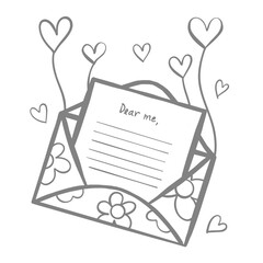 Valentine's Day Card with Hearts and Flowers Illustration