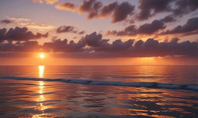 Fototapeta premium Fading light on the Mediterranean Sea with reflected warm tones , italy, light, fading