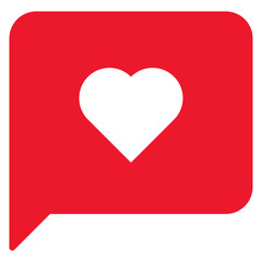 White Love with Red Rectangle Bubble Chat Rounded Left