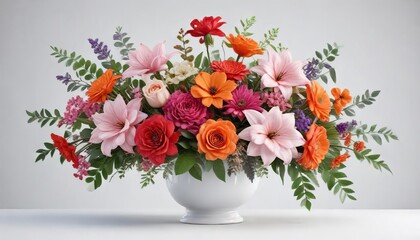 Fototapeta premium Floral arrangement isolated on white background, flowers, single stem flowers, fresh flowers