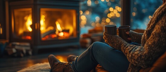 Cozy cabin fireside drinks