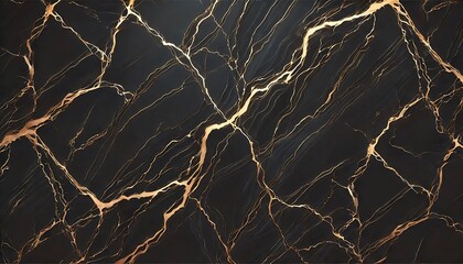 Elegant black marble background with thin metallic gold veins, minimalist luxury aesthetic, seamless design