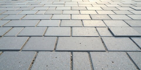 Fototapeta premium A Perspective View of a Newly Constructed Pavement Composed of Interlocking Gray Concrete Paving Stones