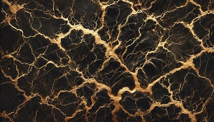 Black marble texture with golden organic cracks, natural yet modern minimalist style, seamless luxurious design, generative ai