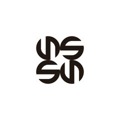 Letters s circles, round square geometric symbol simple logo vector