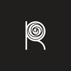 Letter R rose geometric symbol simple logo vector