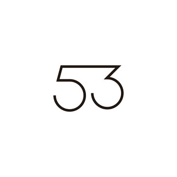 Number 53 connect geometric symbol simple logo vector