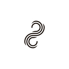 Number 2 lines geometric symbol simple logo vector