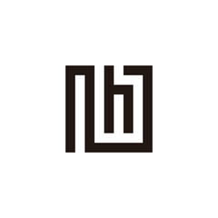 Letter Nh square geometric symbol simple logo vector