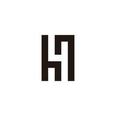 Letter h  number 4 7 square geometric symbol simple logo vector