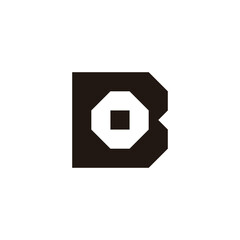 Letter o in B square geometric symbol simple logo vector