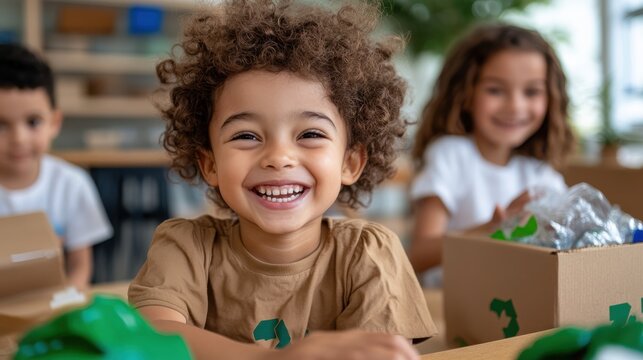 Children engage in fun recycling activities during environmental education