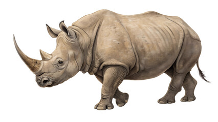 Obraz premium rhinoceros from the side isolated on white background