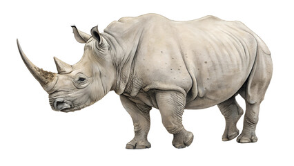 Obraz premium rhinoceros from the side isolated on white background