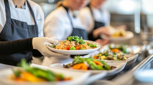 Hospital food services team serving tailored meals for dietary restrictions