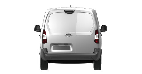 white cargo van isolated on white empty background