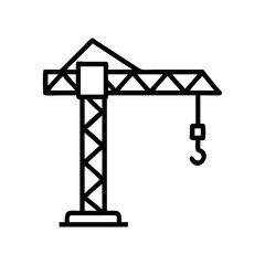 Black outline of a construction crane on white background.