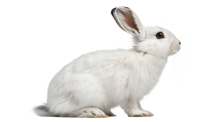 white rabbit from the side isolated on transparent background