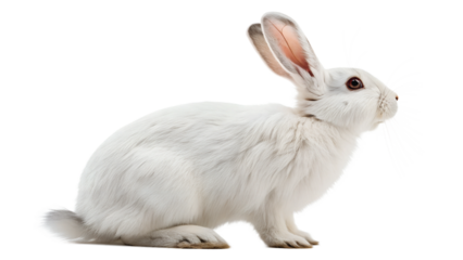 white rabbit from the side isolated on transparent background