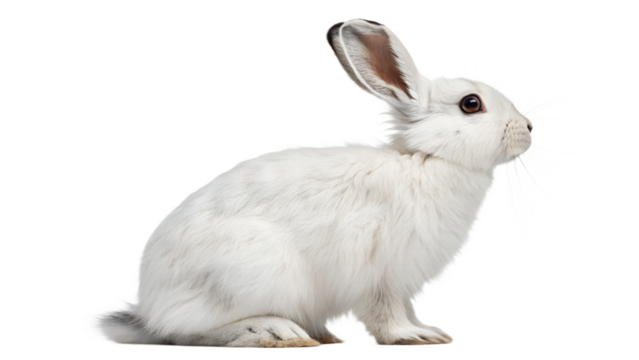 white rabbit from the side isolated on transparent background