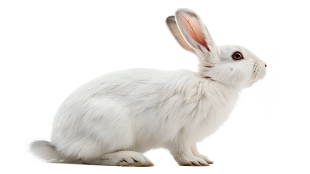 white rabbit from the side isolated on transparent background