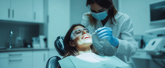A dentist provides professional dental treatment to a patient
